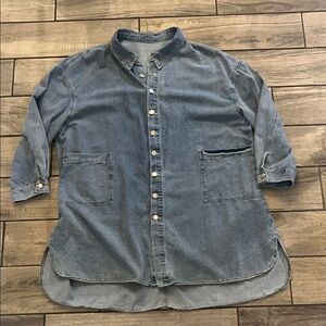 SHEIN Denim Blue Casual Button-Up Shirt